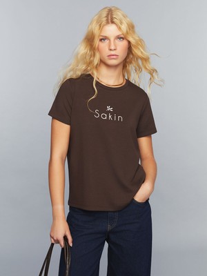 Lc Waikiki Yeni Sezon Bisiklet Yaka Slogan Baskılı Kadın Tişört