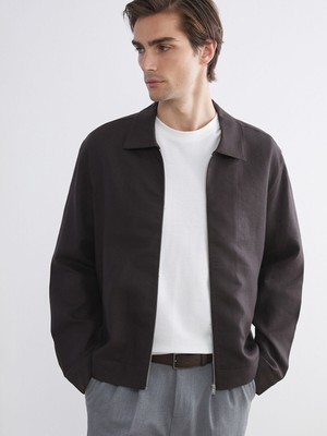 Lc Waikiki Yeni Sezon Standart Kalıp Gömlek Yaka %100 Keten Erkek Mont