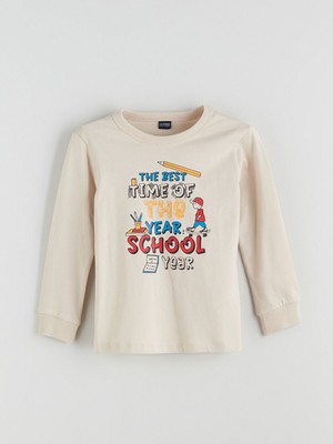 Lc Waikiki Yeni Sezon Bisiklet Yaka Baskılı Erkek Çocuk Tişört