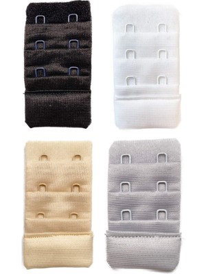 Leopardess 4 Adet Agraf Sütyen Uzatma Kopçası 3 Sıra / 2 Kanca Siyah Beyaz Ten Gri