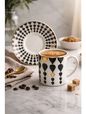 Ayzem Damla New Bone 6 Kişilik Kahve Fincan Takımı 90ml - Hediye Kutulu