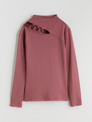 Lc Waikiki Yeni Sezon Dik Yaka Pencere Detaylı Kadın Tişört