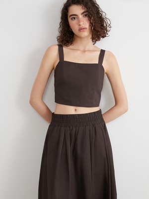 Lc Waikiki Yeni Sezon Kare Yaka Askılı Crop