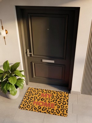 Cotto Home Cocojoy PJ010A Leopar My Home Desenli Kalın Kaymaz Taban Nem Alıcı Şık Tasarım Kapı Önü Paspası
