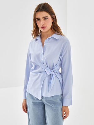 Lc Waikiki Yeni Sezon Çizgili Poplin Kadın Gömlek