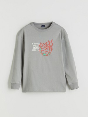 Lc Waikiki Yeni Sezon Bisiklet Yaka Baskılı Erkek Çocuk Tişört