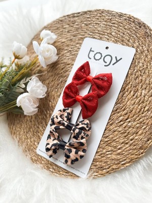 Aysskids Dantel Detaylı ve Leopar Desenli Fiyonk Kız Çocuk Bebek Toka Seti