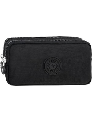 Waddell Krinkıl Kumaş Çift Bölmeli Gözlü Siyah Kalemlik, Kalem Kutusu