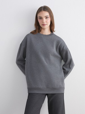 Lc Waikiki Yeni Sezon Bisiklet Yaka Oversize Kadın Sweatshirt Tunik