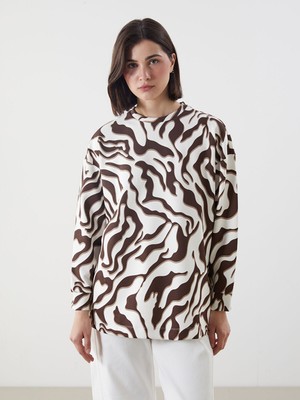 Lc Waikiki Yeni Sezon Desenli Oversize Kadın Sweatshirt Tunik