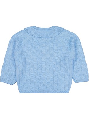 Civil Girls Örgü Desenli 6-9 Yaş Hırka - Mavi 8-9 Yaş