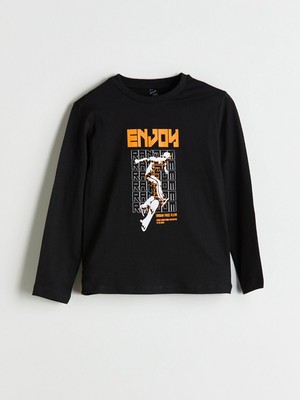 Lc Waikiki Yeni Sezon Bisiklet Yaka Baskılı Erkek Çocuk Tişört