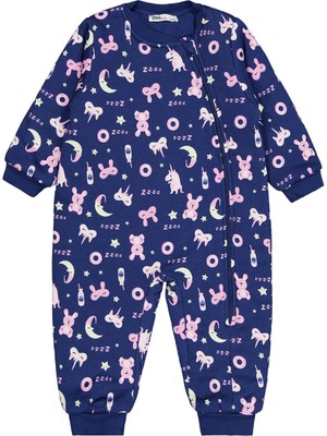 Civil Girls Unicorn ve Uyku Empirme 90 gr 2-5 Yaş Uyku Tulumu - Mavi 3-4 Yaş