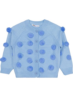 Civil Girls Ponponlu 2-5 Yaş Hırka - Mavi 5-6 Yaş