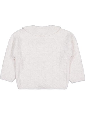 Civil Girls Örgü Desenli 6-9 Yaş Hırka - Ekru 6-7 Yaş