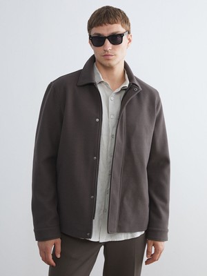 Lc Waikiki Yeni Sezon Standart Kalıp Gömlek Yaka Erkek Kaşe Mont