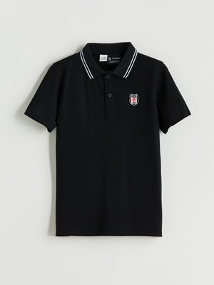 Lc Waikiki Yeni Sezon Polo Yaka Beşiktaş Baskılı Erkek Çocuk Tişört