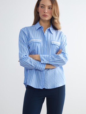 Lc Waikiki Yeni Sezon Çizgili Poplin Kadın Gömlek