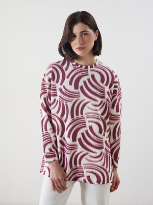 Lc Waikiki Yeni Sezon Desenli Oversize Kadın Sweatshirt Tunik