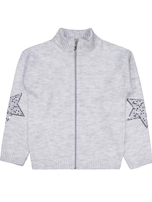 Civil Girls Yıldızlı Taş Baskılı 10-13 Yaş Hırka - Gri 11-12 Yaş