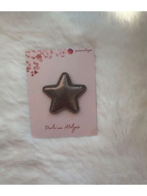 Parla'nın Atölyesi 0-3 Yaş Az Saçlı ve Saçsız Bebek Tokası Gri Yıldız