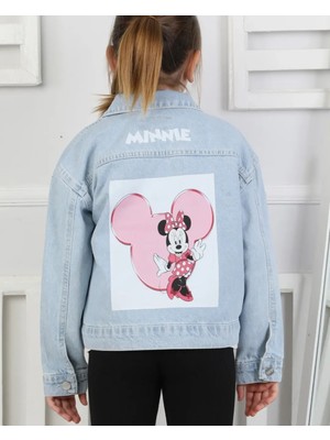 Minnie Baskılı Kız Çocuk Kot Ceket