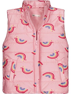 Civil Girls Rainbow Baskılı 6-9 Yaş Yelek - Pembe 6-7 Yaş