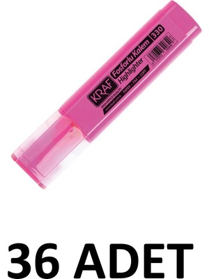 Kraf 36 Adet Pembe Fosforlu Kalem