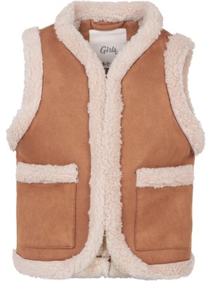 Civil Girls 6-9 Yaş Yelek - Kahverengi 6-7 Yaş