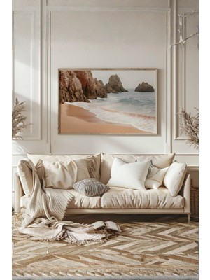 Fuart.Co Turkuaz Kıyı Kumsal Temalı Dijital Baskı Poster (Çerçevesiz) Kufu