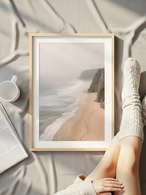 Fuart.Co Puslu Ufuk Kumsal Temalı Dijital Baskı Poster (Çerçevesiz) Kufu