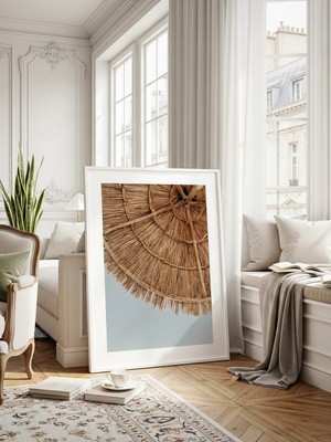 Fuart.Co Hasır Palmiye Kumsal Temalı Dijital Baskı Poster (Çerçevesiz) Kufu