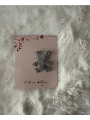 Parla'nın Atölyesi 0-3 Yaş Az Saçlı ve Saçsız Bebek Tokası Gri Ayı