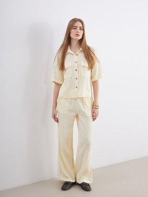 Lc Waikiki Yeni Sezon Beli Lastikli Dokulu Müslin Kadın Pantolon