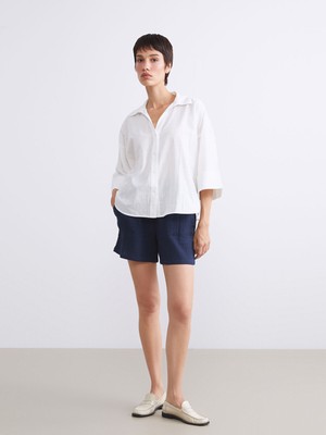 Lc Waikiki Yeni Sezon Beli Lastikli Dokulu Müslin Kadın Şort