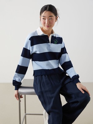 Lc Waikiki Yeni Sezon Polo Yaka Çizgili Kadın Sweatshirt