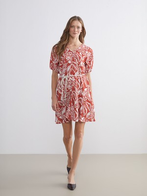 Lc Waikiki Yeni Sezon V Yaka Desenli Mini Elbise