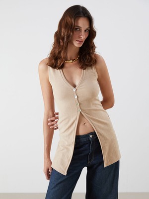 Lc Waikiki Yeni Sezon V Yaka Dokulu Kadın Yelek