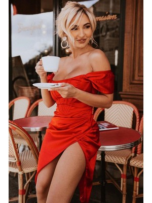 BMD Luxury Anetta Elbise - Kırmızı