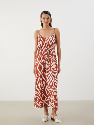 Lc Waikiki Yeni Sezon V Yaka Desenli Askılı Elbise