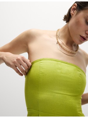 Marks & Spencer Keten Karışımlı Midaxi Elbise