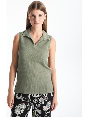 Lc Waikiki Yeni Sezon Kadın Polo Yaka Düz Bluz