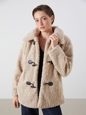 Lc Waikiki Yeni Sezon Gömlek Yaka Kadın Pelüş Mont