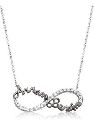 Menessa World 925 Ayar Gümüş Sonsuzluk Annem Benim Kadın Gümüş Kolye