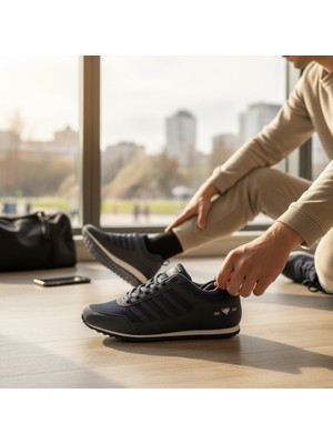 Enoch Erkek Lacivert Fileli Günlük Spor Ayakkabı - Ince Taban Rahat Yürüyüş Sneaker