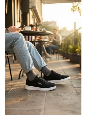 Enoch Erkek Siyah Beyaz Tabanlı Fileli Günlük Spor Ayakkabı - Nefes Alan Rahat Sneaker