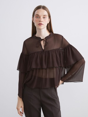 Lc Waikiki Yeni Sezon Bağlamalı Yaka Şifon Fırfırlı Bluz