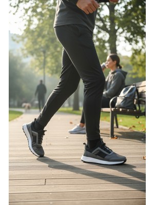 Enoch Erkek Siyah Akıllı Bağcıklı Yürüyüş Ayakkabısı - Bağcık Bağlamasız Pratik Sneaker