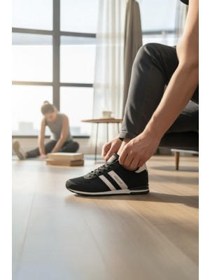 Enoch Erkek Beyaz Şeritli Günlük Spor Ayakkabı - Rahat Yürüyüş Sneaker