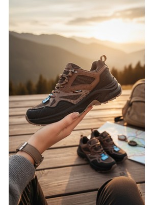 Enoch Erkek Kahverengi Su Itici Outdoor Trekking Ayakkabısı - Kaymaz Taban Kamp Botu